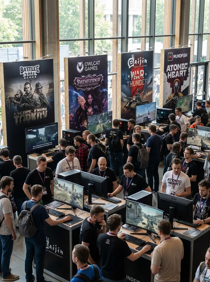 Exposição de stands de desenvolvedores locais