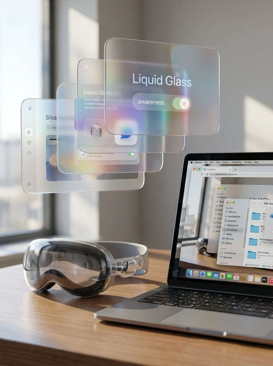 Comparison of Liquid Glass on Vision Pro vs. iPhone/iPad